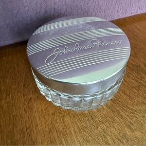 Vintage John Robert Power Empty Jar Container Silver Chrome Glass Retro 1950s